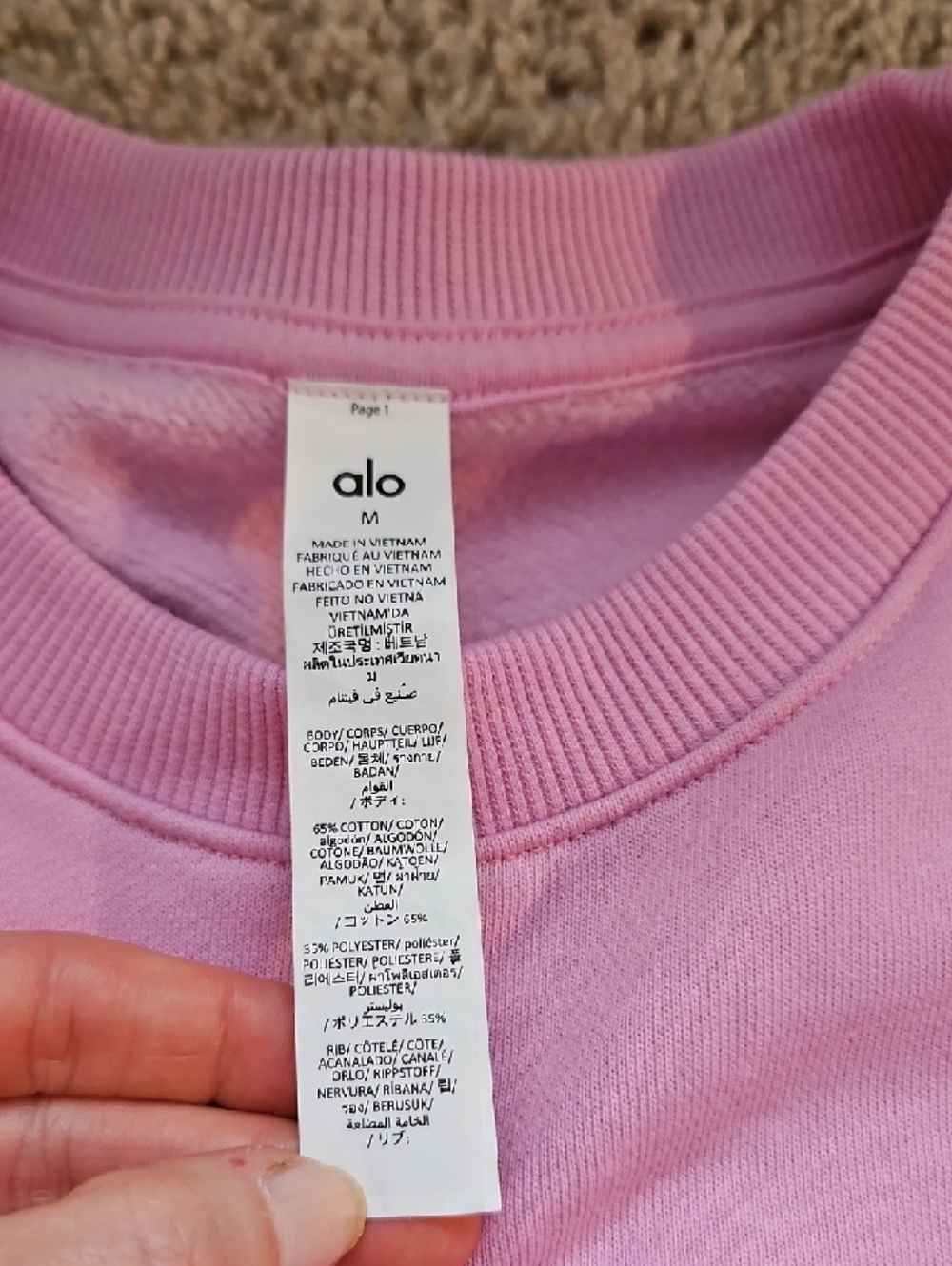 ALO Yoga Crewneck Sweatshirt in Candy Heart Pink - Picture 4 of 5